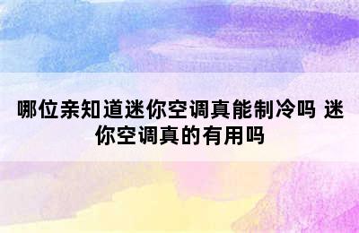 哪位亲知道迷你空调真能制冷吗 迷你空调真的有用吗